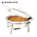 C179 Stainless Steel Round Roll Top Chafing Dish With Electric Water Pan